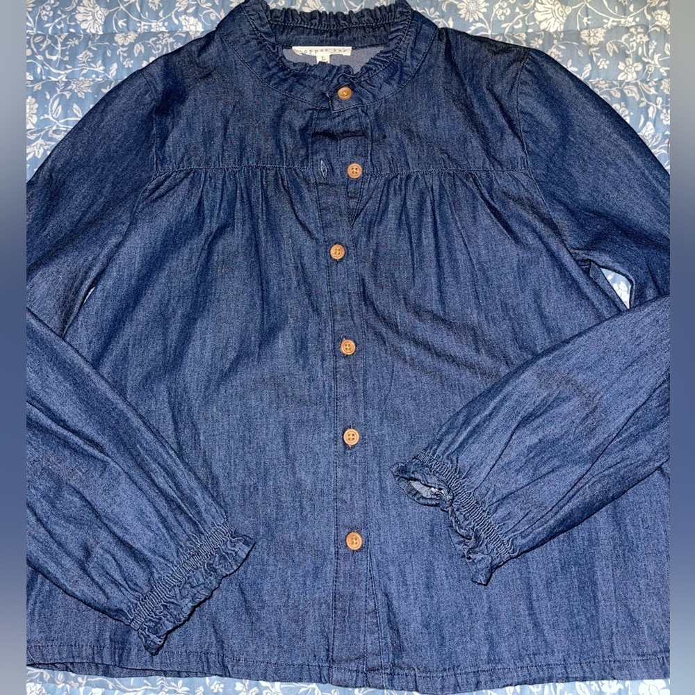 Copper Key girls denim button up - flaw